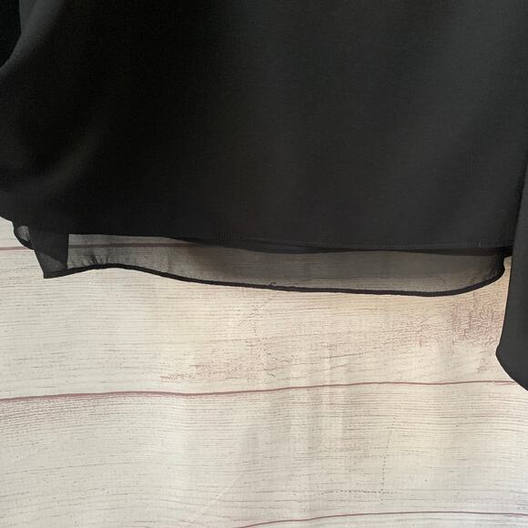 1. State Black Sleeveless Blouse Winged Asymmetrical Handkerchief Tiered Size XS - Picture 8 of 16